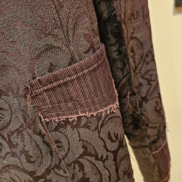 DAVID BITTON jacquard & corduroy frayed-edge rhinestone buttons jacket blazer - Picture 5 of 10